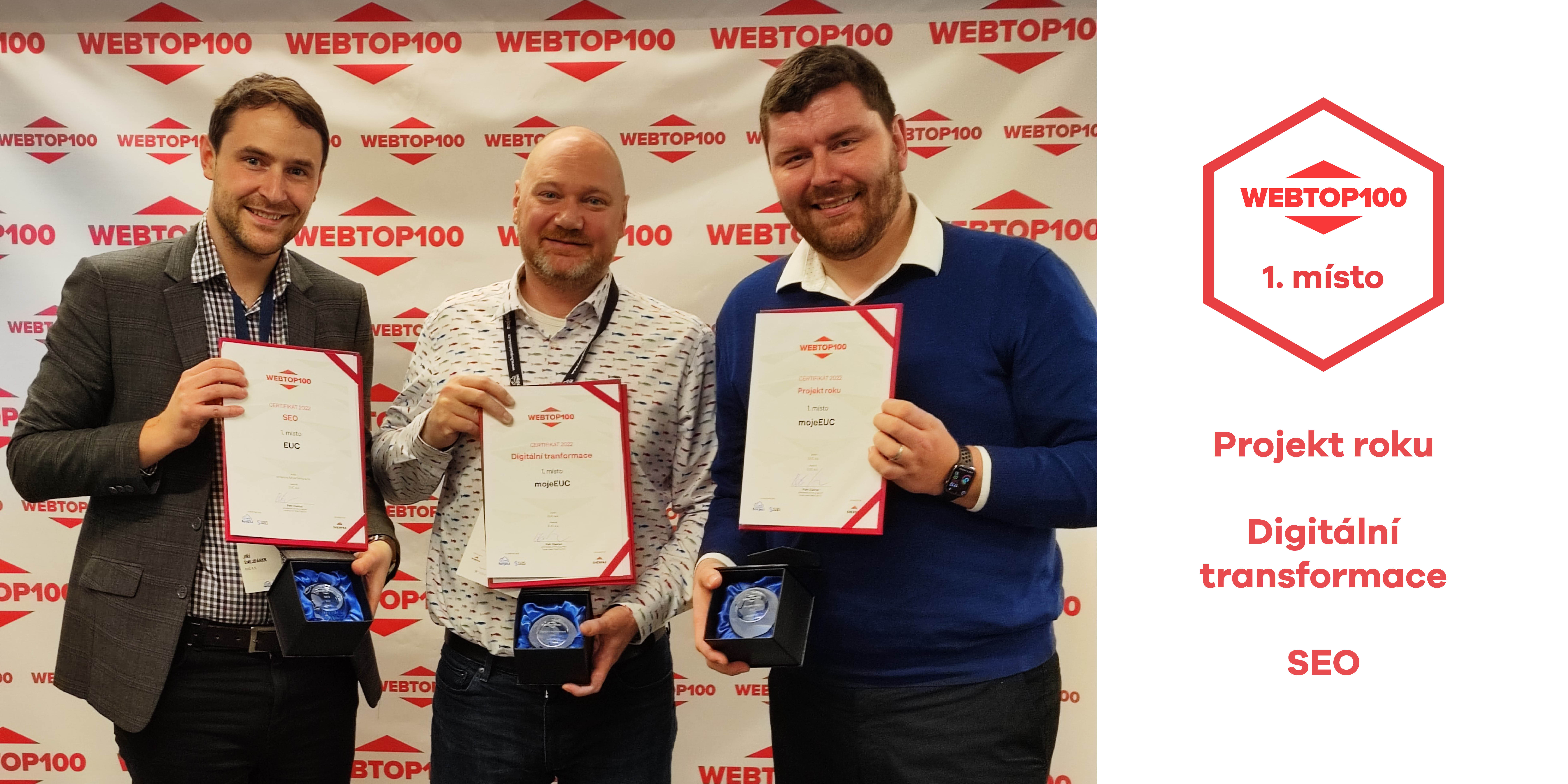 Třikrát zlatá pro EUC v soutěži WebTop100 – aplikace mojeEUC projektem roku